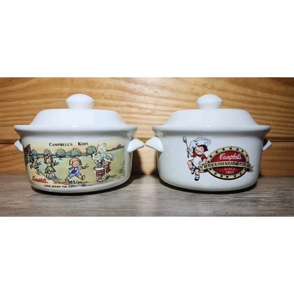 Vintage Campbell Soup Bowls w Lid Campbell’s Kitchen 1994 Campbell’s Soup Kids
